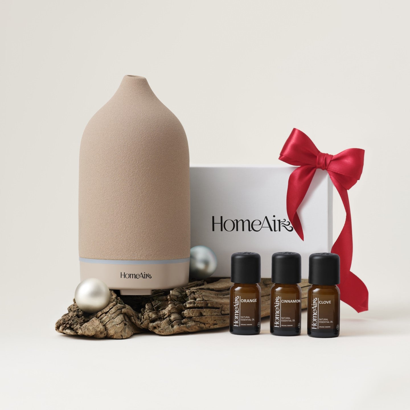 SADA PURE VÁNOČNÍ | Vonný difuzér PURE BEIGE + 3 vánoční oleje